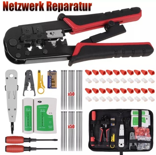 Netzwerk Reparatur Werkzeug Satz Crimpzange LAN Kabeltester für RJ45 RJ11 RJ12 .