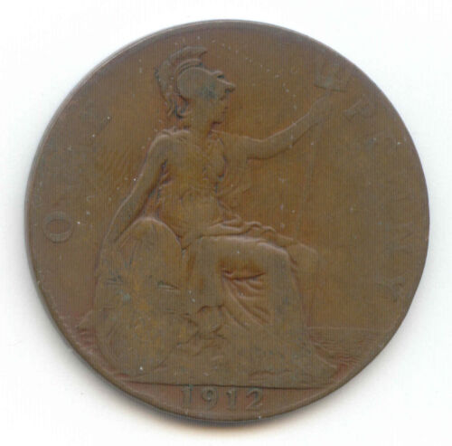 UK 1912 Bronze Penny (95% Copper) Pence Great Britain ---- EXACT COIN PICTURED