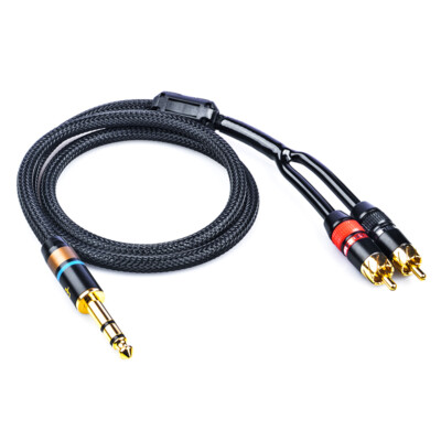 HiFi Audio Cable Stereo 6.35mm to 2 RCA Cable Y-Splitter for Amplifier ...