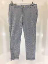 TOMMY HILFIGER WOMEN'S PINSTRIPED HAMPTON SLIM CHINO PANTS NAVY/WHITE SIZE 4 NWT