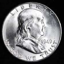 GEM BU UNCIRCULATED UNC MS 1949-S SILVER FRANKLIN HALF DOLLAR BRILLIANT LUSTER