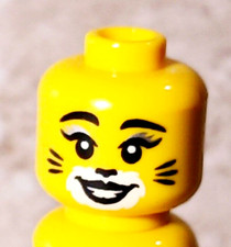 New LEGO Cat Face Head Kitty Costume Silver Eyeshadow Unique Animal Design