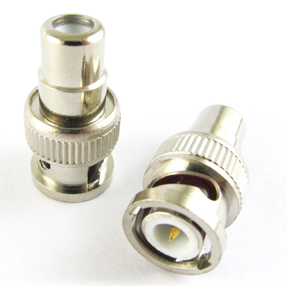 100pcs BNC Male To RCA Female Jack Straight CCTV Connector Adapter Nickel Plated - Image 2 of 4