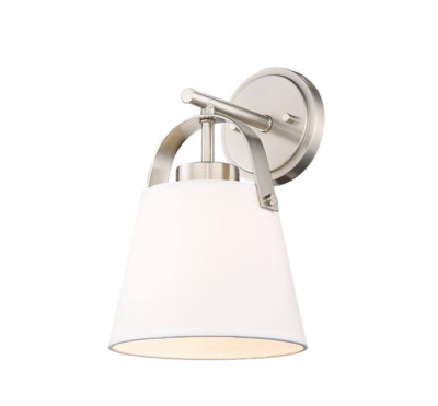Z-Lite Z-Studio Linen Pendant 1 Light Wall Sconce, Nickel/Ivory - 743-1S-BN