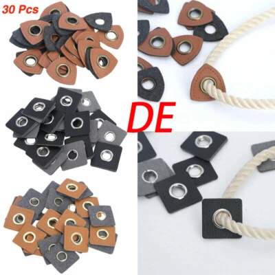 INHZOY DE 30 Stück Kunstleder Ösen Nähabzeichen Ösen Patches für Kordeln Messing Ösen