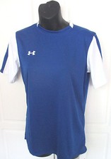Under Armour Blue  White FITTED HEATGEAR SOCCER SS SHIRT Women's Small NWT