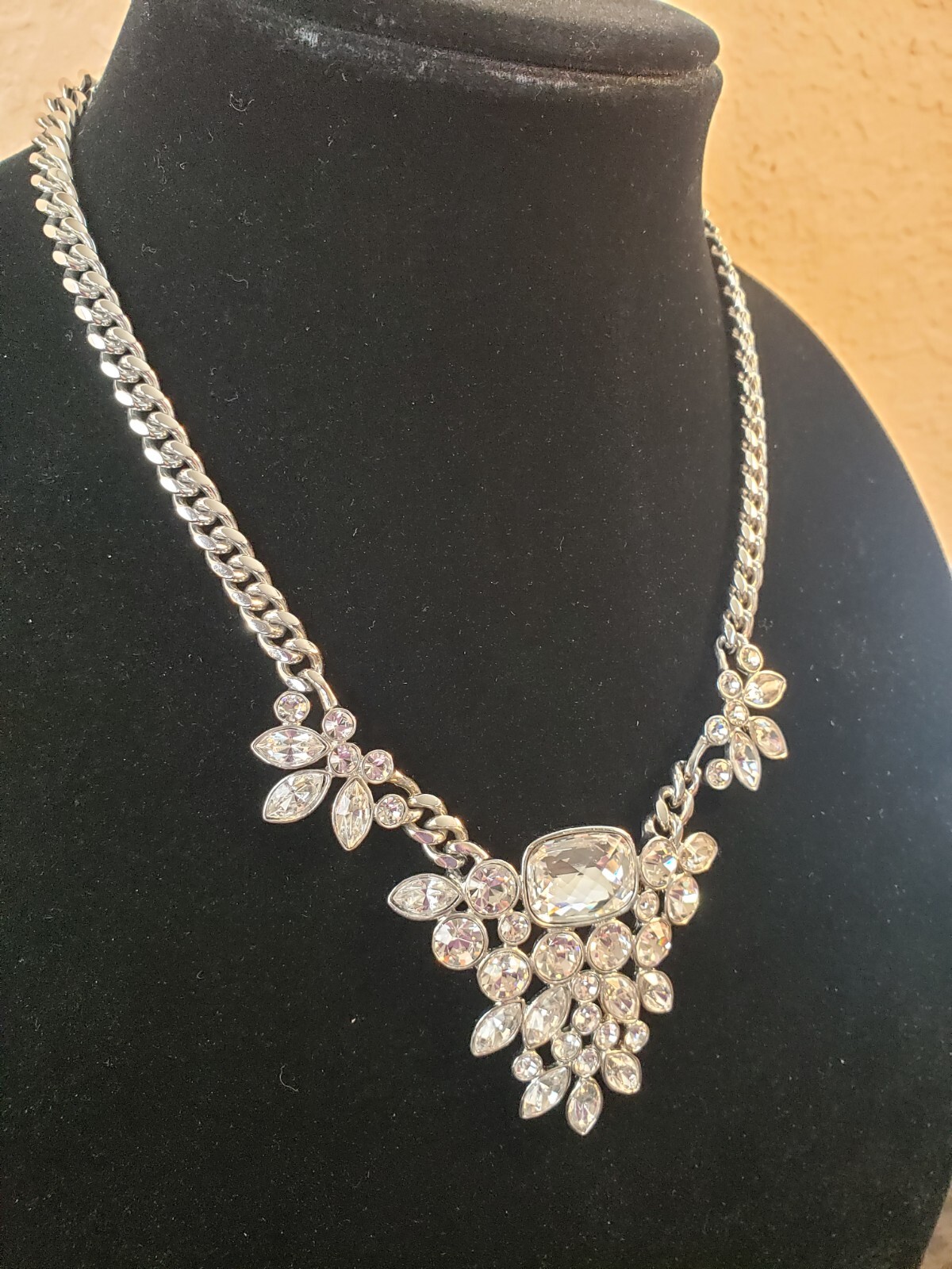 Givenchy Silver Tone Crystal Statement Necklace H… - image 6