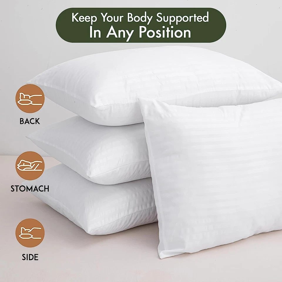 Extra Filled Pillows 2 Pack Hotel Quality Firm Deluxe Egyptian Stripe Pillows - Image 4 of 4