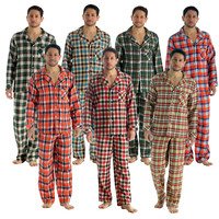 Mens Check Pyjama Set Flannel Brush Cotton PJ Warm Thermal Winter Elasticated