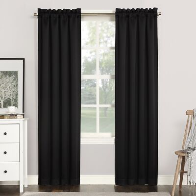 Sun Zero Easton Energy Saving Blackout Rod Pocket Curtain Panel, 40'' x 95'', B...