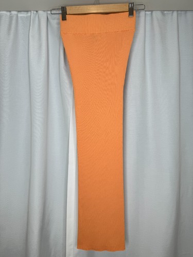 Henne Orange Lara Rib Knit Skirt Size XS 6 High Waist Fitted Casual Womens - Picture 2 of 11