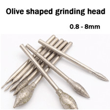 2.35/3mm Diamond Grinding Point 0.8-8mm for Stone Carving Engraving Olive shaped