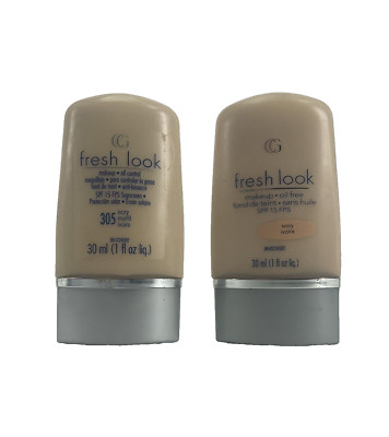 2 PACK CoverGirl CG Fresh Look Oil-Free Makeup 305 IVORY Shade Original Vintage