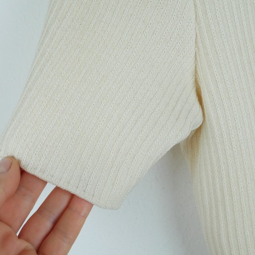 St. John Small Top Santana Knit Cream Ribbed Short Sleeve Office Minimal Capsule - Picture 4 of 5