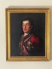 Vintage Gilded Framed Oil of Sir Arthur Wellesley by Francisco Goya Reproduction