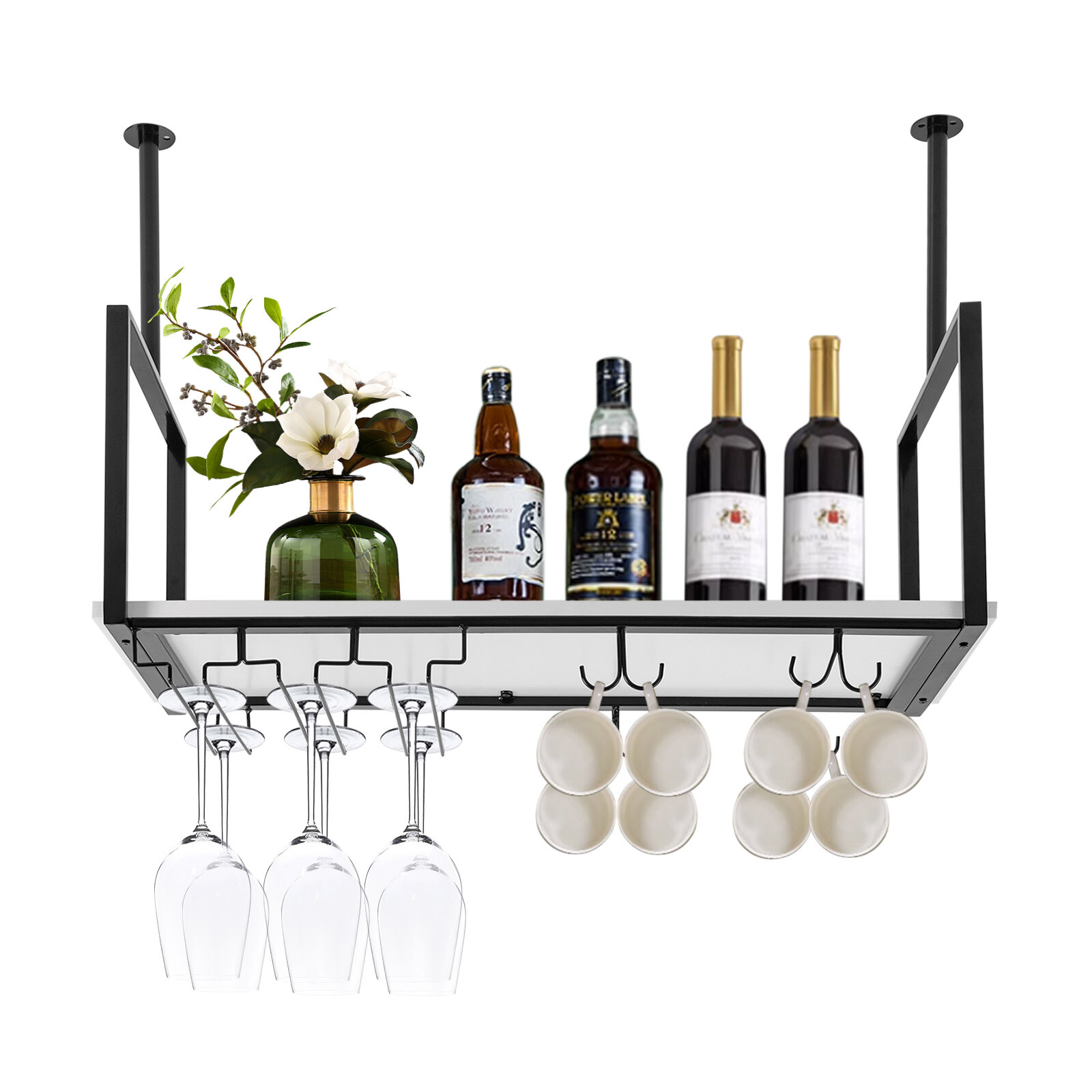 Hanging Wine Glass Rack Ceiling Suspended Stemware Holder Kitchen Bar
