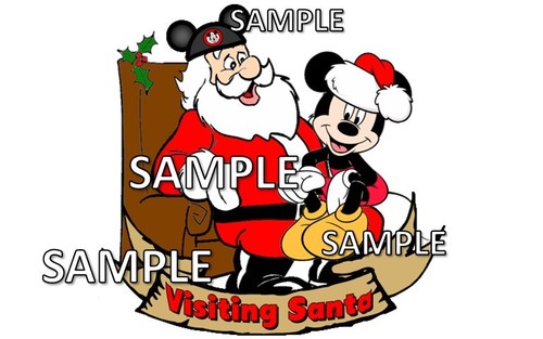 Disney Mickey Mouse Sitting on Santa's Santa Claus Lap Scrapbook Die Cut Piece