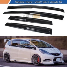 For 2009-2014 Honda Fit GE8 3D Wavy JDM Mugen Style Window Visors Rain Guards