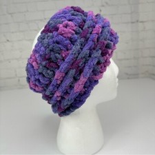 Handmade Purple Variegated Chunky Knit Headband Ear Warmer Soft Chenille NEW