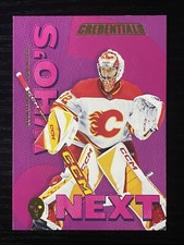 2023-24 UD Credentials Hockey Dustin Wolf Who’s Next? Insert Flames WN-DW