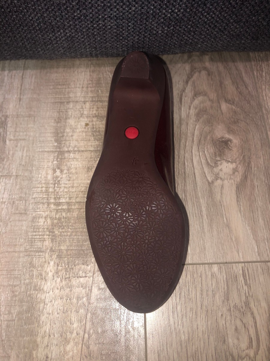 Escarpins Camper En Cuir Bordeaux Avec Motifs Cercles - Taille 38, Occasion Très Bon état