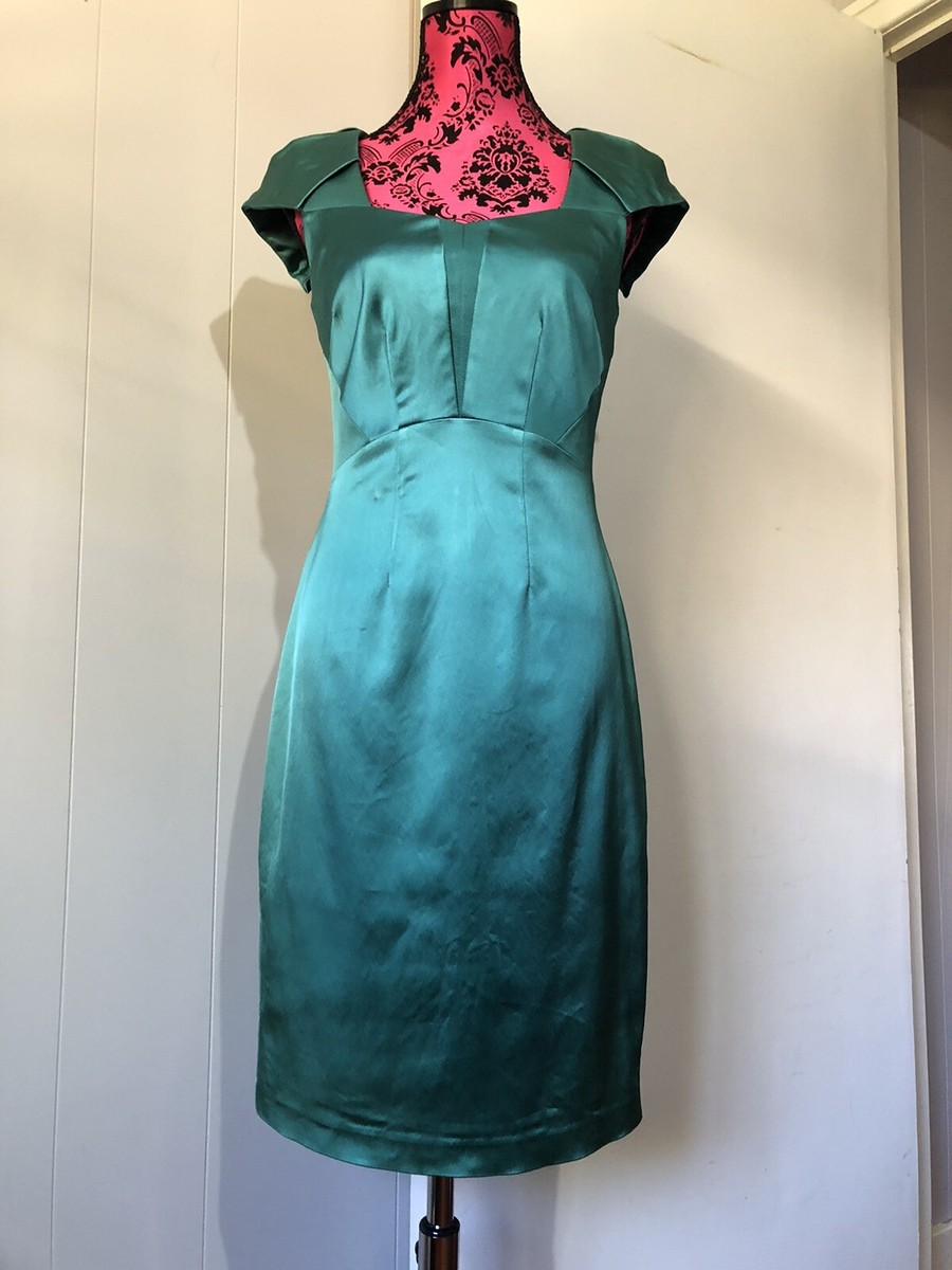 Veronika Maine 8 Dress By Cue Green Pencil Contrast Fabric Cutout Cap  Sleeve EUC | eBay Australia