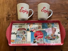 KELLOGGS VINTAGE SUNRISE MUGS X 2 PIMPERNEL SERVING TRAY PORTMEIRION POTTERY NEW