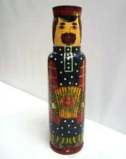 ca1990s Russian Nesting Doll Wooden Wine Liquor Bottle Holder Man with Accordion