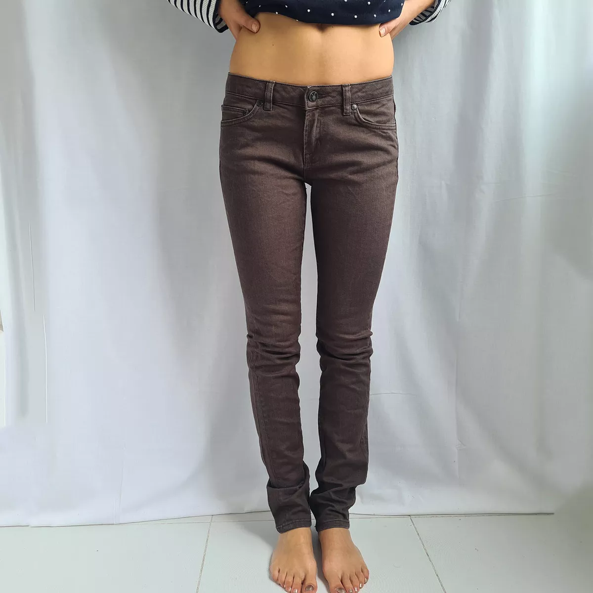 All Saints Spitalfields Women s Jeans Size W29 L32 Pipe Skinny Brown Stretch