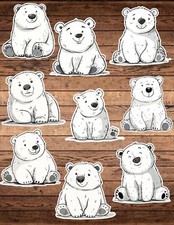 Cute Cartoon Polar Bear Die Cut Stickers Set Funny Sticker Laptop Sticker