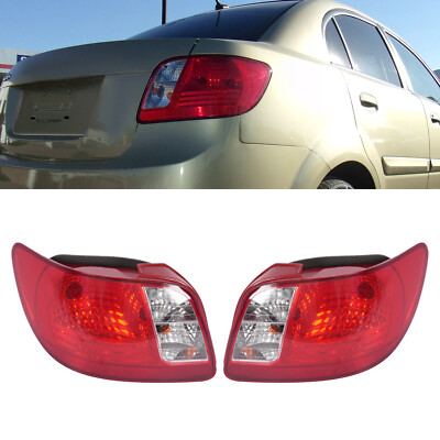 Left+Right Side Rear Tail Lights For 2006-2011 Kia Rio Halogen Tail Lamps