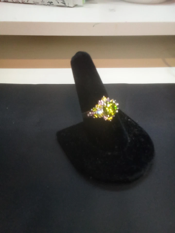 Novo Anel de Pedra Rosa e Verde Joias Perfumadas Tamanho 9.5 - Imagem 2 de 4