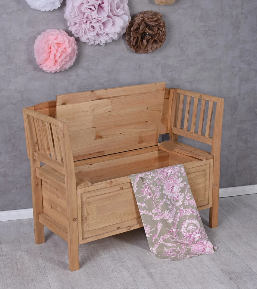 Storage Bench Wooden Bench with Folding Lid Antique Garden Bench - Image 3 of 4