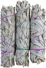WHITE SAGE 3 PACK BUNDLE - 4 INCHES SMUDGE STICKS HOME SPIRITUAL CLEANSING 