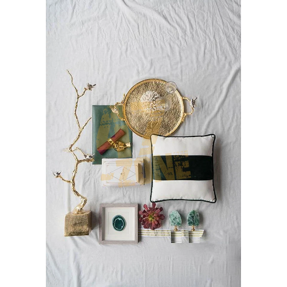 Bandeja decorativa de aluminio contemporánea dorada brillante mesa plateada decoración del hogar Foto 2 de 2