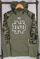 UNDER ARMOUR x NOTRE DAME Size Medium Mens Hooded Sweatshirt Camo Green Hoodie