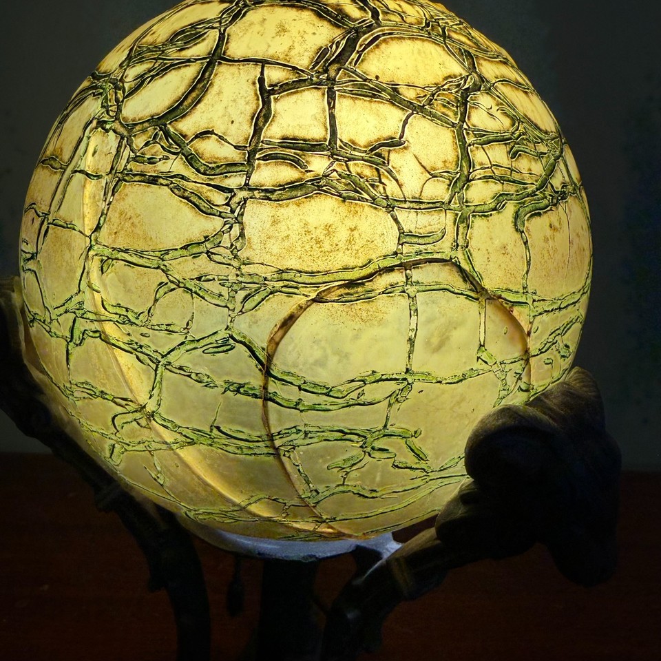 Antique Art Deco Lamp Frankart Crackle Globe (repaired) Ra…