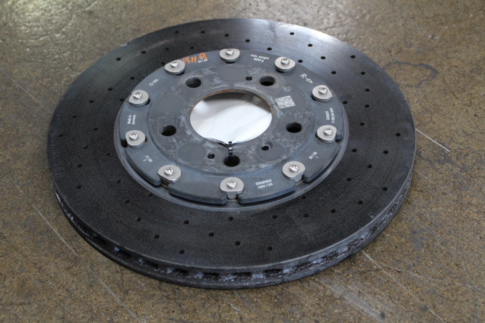 Lamborghini Urus, RH, Rear CCM Brake Rotor, Chipped, Used, P/N 4M0615602H