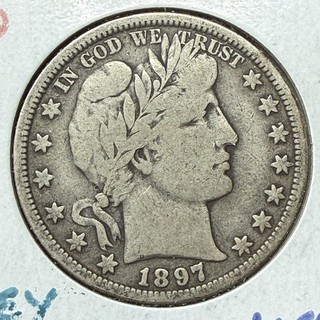 1897 O Barber Silver Half Dollar F Fine Key Date Coin TCCCX DMR