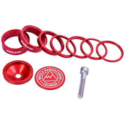 Wheels Mfg StackRight Pro Headset Spacer Kit, 1-1/8'' Red