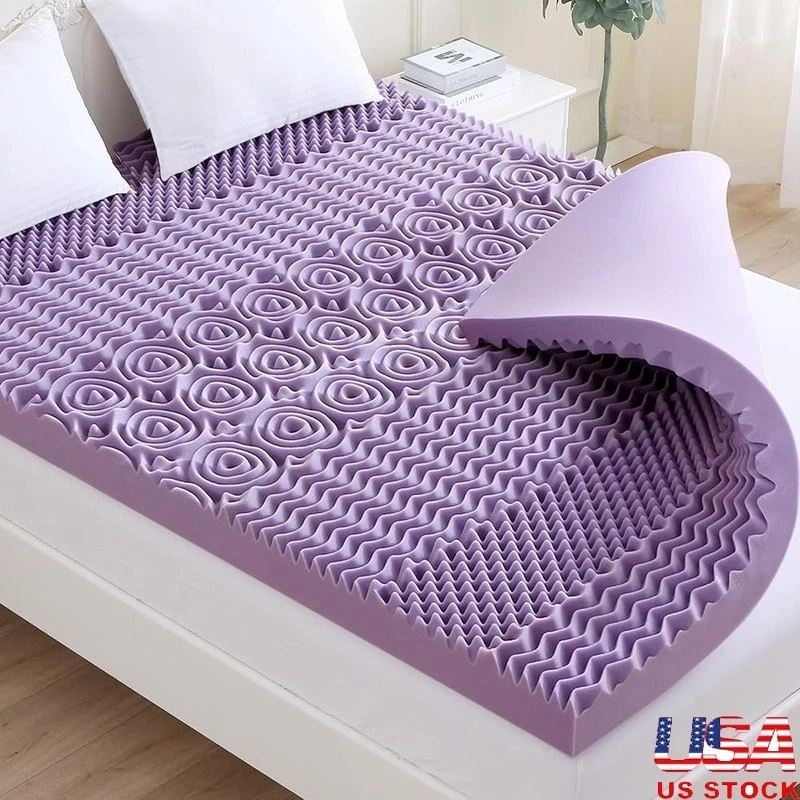3"7-Zone Queen Mattress Topper Egg Crate Foam Mattress Topper for Back Pain