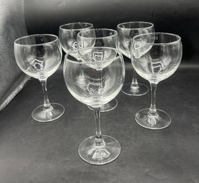 Set of 6 Clear Glass Wine Glasses Stemmed Goblets 6.5  Classic Barware Unbranded