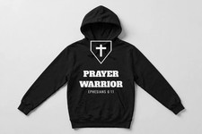 Prayer Warrior Christian Hoodie Vintage Cross Graphic Unisex Pullover