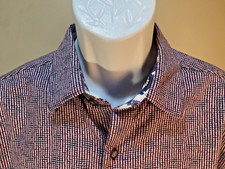 Robert Graham Men's purple, white and blue spandex blend l/s shirt Large L EUC