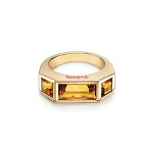 Natural Citrine Gemstone With 18k Gold Plated Silver Women's Ring 318
