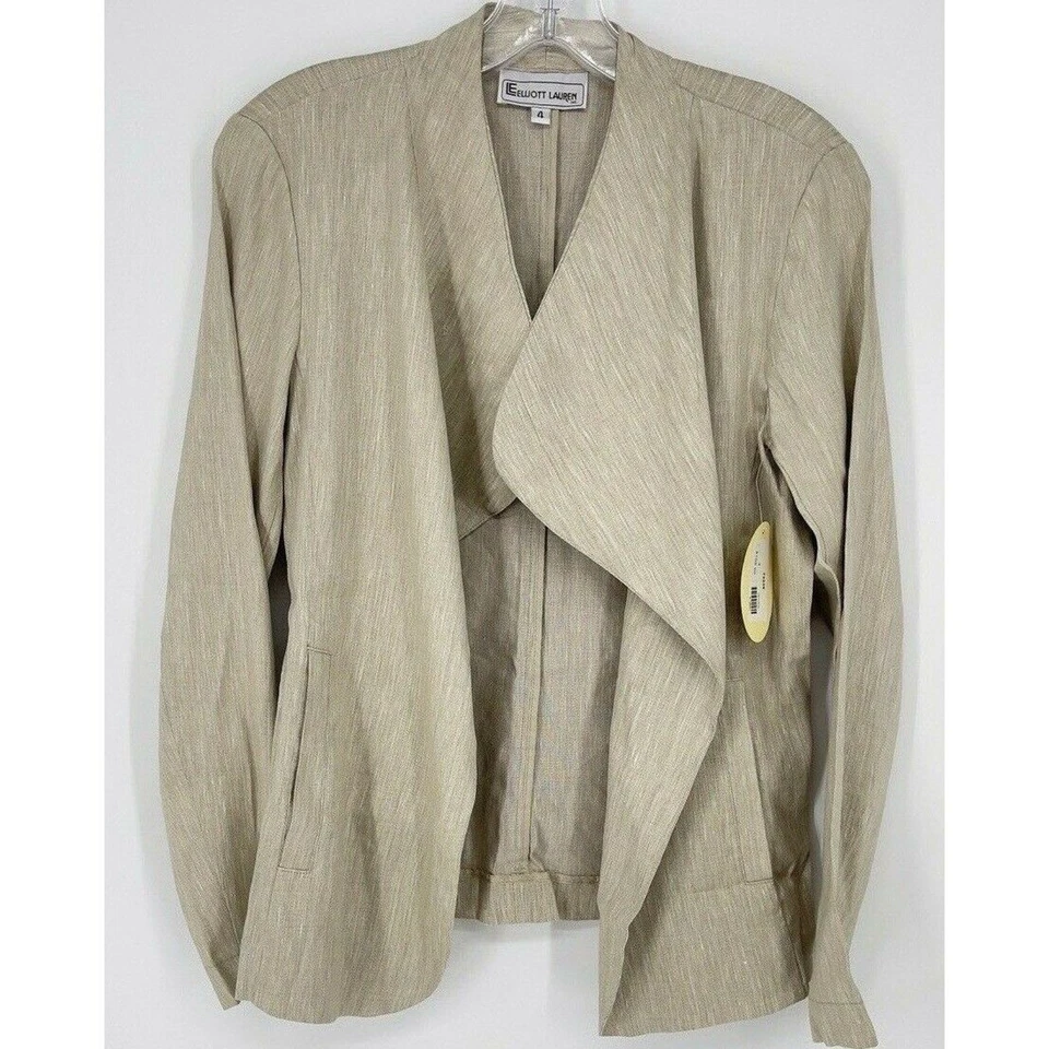 Chaqueta Elliott Lauren Mujer 4 Lino Cascada Minimalista Bohemia Lagenlook Nueva Foto 3 de 4