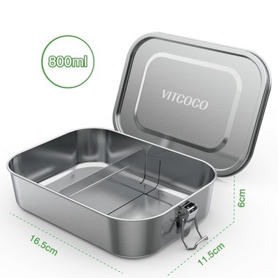 Stainless Steel Lunch Box -Partitionable Bento Box 800-1400ml with Lockable Clip
