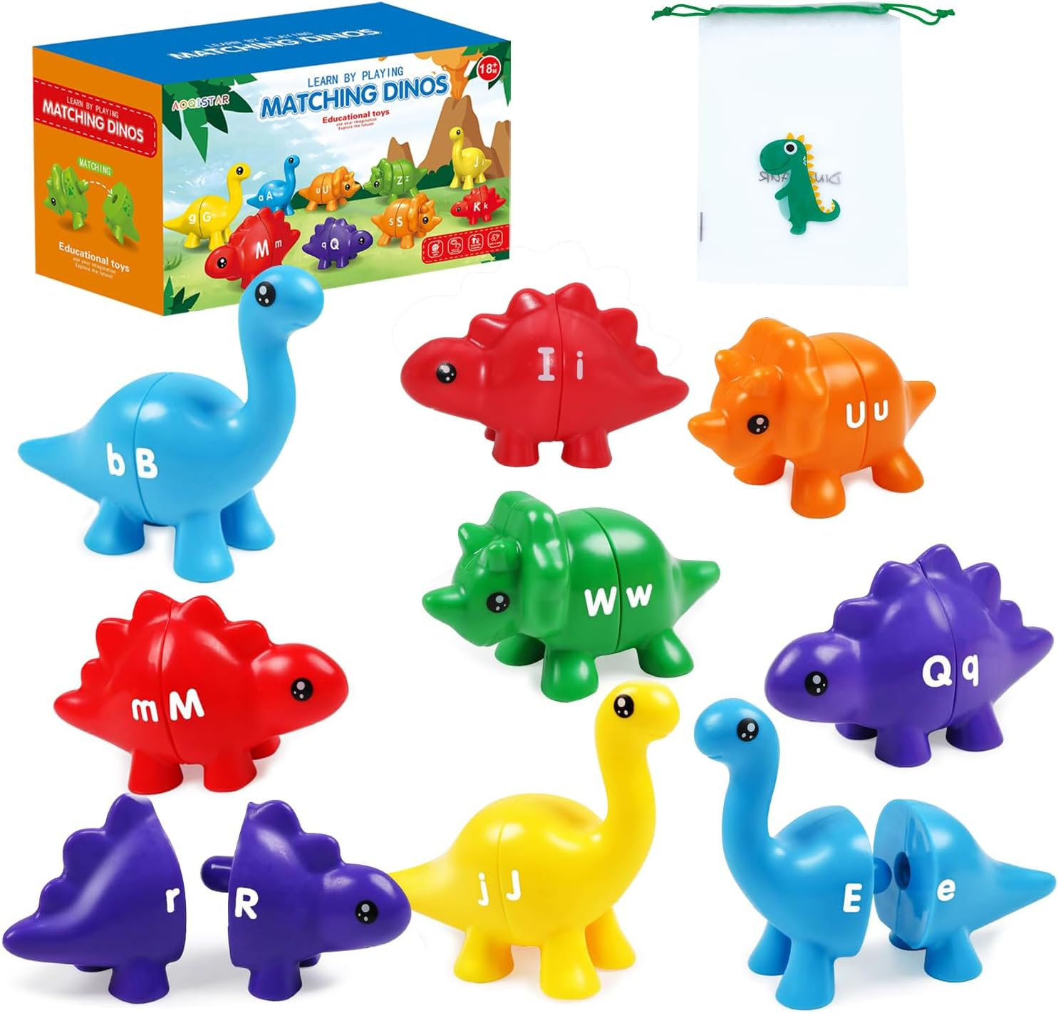 Dinosaur Letter Matching Montessori Learning Set with Counting Tiles