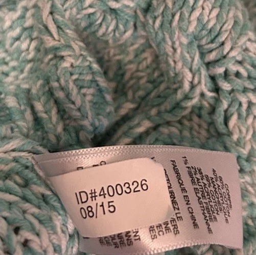 Express Teal Chunky Cable Knit V-Neck Tunic Sweater Womens Size Large 3/4 Sleeve - Image 4 of 4