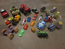 LOT OF CARS & TRAINS. MONSTER TRUCKS. THOMAS. GOOFY. PULLBACKS. SOLD AS IS.